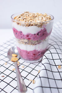 Close-up of food in glass on table