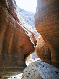 Low angle view of rock formations