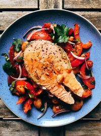 High angle view of food on table