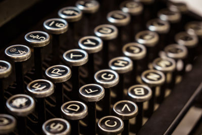 Close-up of vintage typewriter