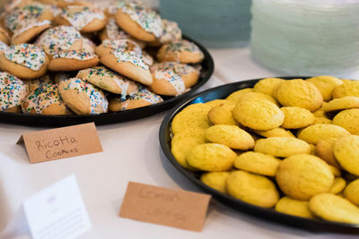 High angle view of food on table