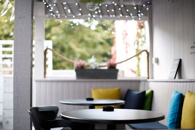 Empty chairs and table