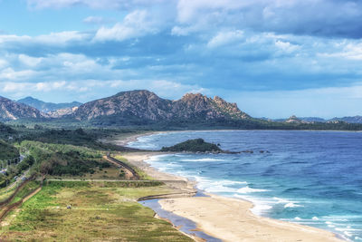 Scenic view of beach against sky