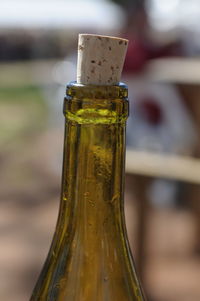 Close-up of wine bottle with cork