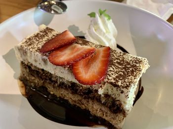 High angle view of ice cream in plate