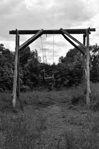 Abandoned playground against sky