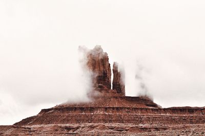 Low angle view of rock formations