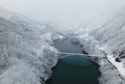 Scenic view of river against sky during winter