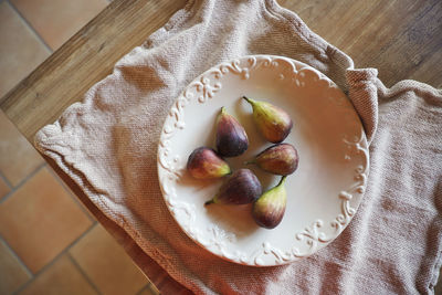 High angle view of breakfast on table