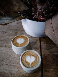 High angle view of coffee on table