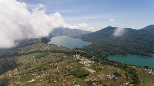 Twin lakes buyan and tamblingan in north bali, indonesia, a caldera lakes at bali.