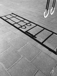 High angle view of text on footpath