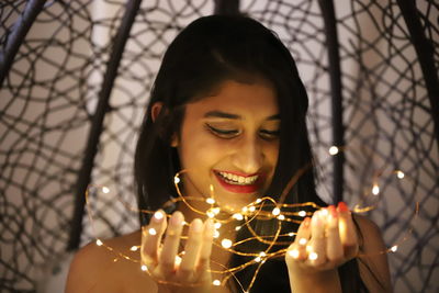 Close-up portrait of a young woman