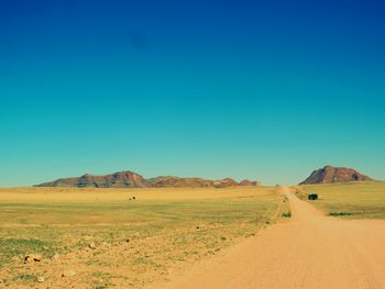 Scenic view of landscape against clear blue sky