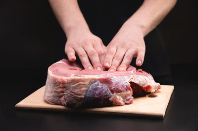 Close-up of food on cutting board