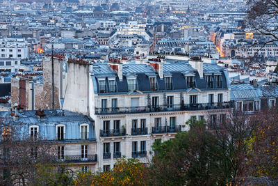 High angle view of buildings in city