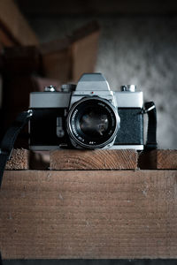 Close-up of analog camera