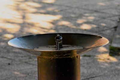 Close up of metal fountain