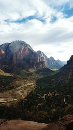 Scenic view of mountains against sky