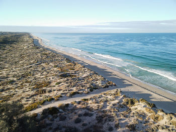 Scenic view of sea against clear sky