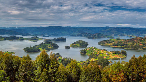 Scenic view of lake against sky