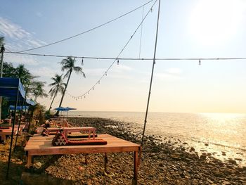 Scenic view of sea against sky at sunset