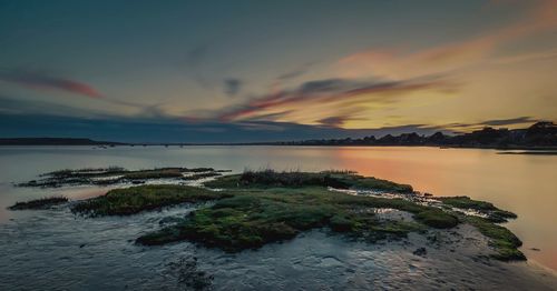 Scenic view of sea at sunset