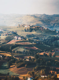 High angle view of townscape against sky