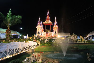 Illuminated building at night