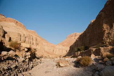 Scenic view of mountains against clear sky