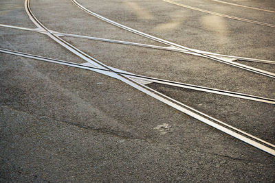 High angle view of railroad tracks