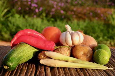 Close-up of fruits on table