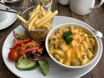 High angle view of meal served in plate