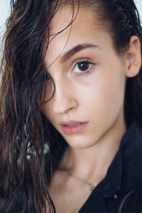 Close-up portrait of a beautiful young woman