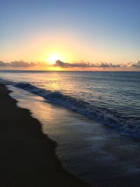 Scenic view of beach during sunset