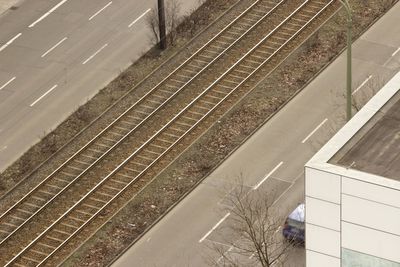 High angle view of railway tracks