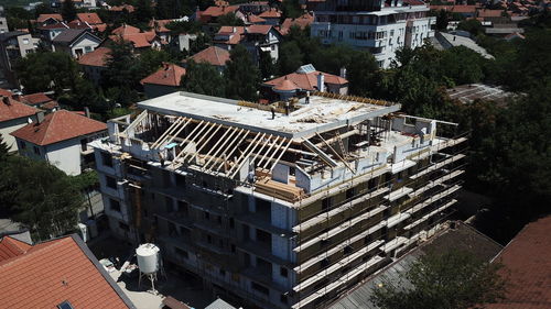 High angle view of buildings in city