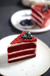 Close-up of dessert in plate on table