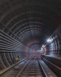 Railroad tracks in subway station