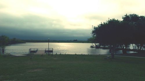 Scenic view of sea against cloudy sky