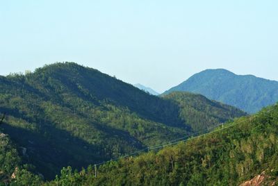 Scenic view of mountains against clear sky