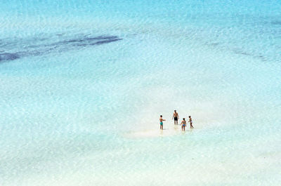 High angle view of people at beach