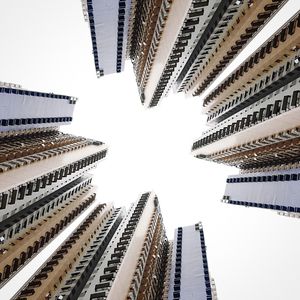 Low angle view of skyscrapers against sky