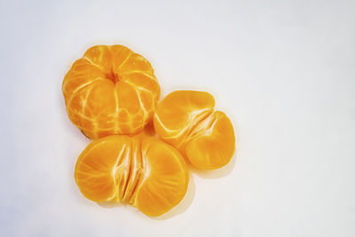 High angle view of orange on white background