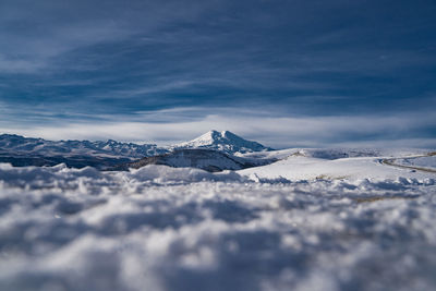 Snow covered mountain against sky
