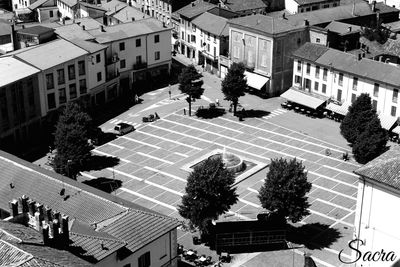 High angle view of city street