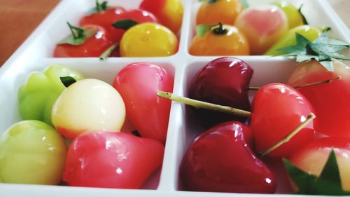 Close-up of fruits served in bowl