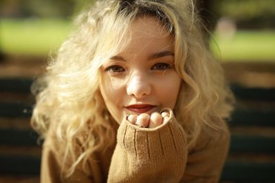 Close-up portrait of woman outdoors