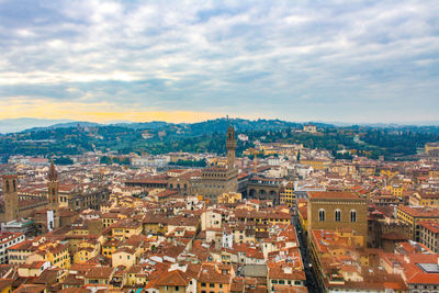 Cityscape of florence, tuscany, italy, during sunset in autumn.