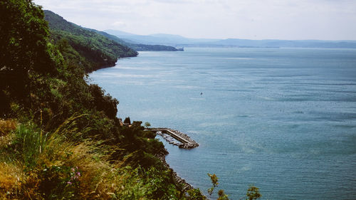 High angle view of sea against sky